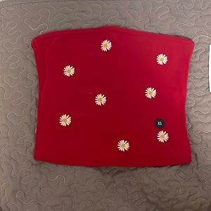 Hollister Red Floral Tube Top (XS)